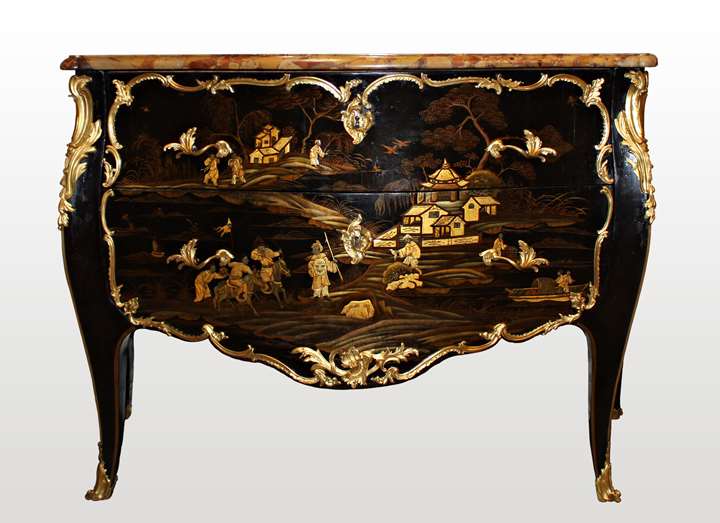 A Louis XV ormolu-mounted
Vernis Européen Commode
stamped by Louis Foureau